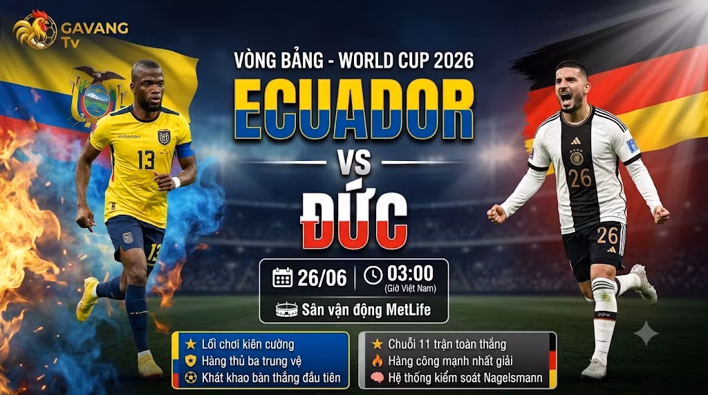 Ảnh bìa nhận định trận đấu Ecuador vs Đức tại vòng bảng World Cup 2026, cuộc đối đầu giữa Enner Valencia và Deniz Undav.